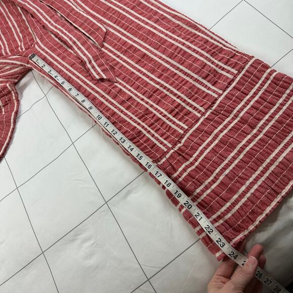 Anthropologie Ett Twa Jumpsuit Womens Small Red Robin Seersucker Stripe Belt Tie - Picture 12 of 14